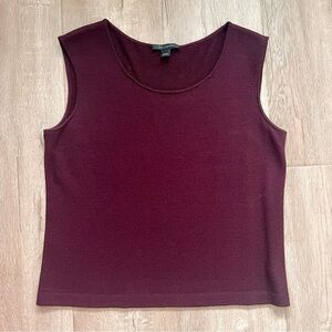 ST JOHN Santana Knit sleeveless Shell Top Tank‎ Burgundy Size S Knit In USA